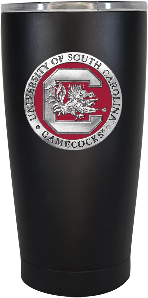Heritage Pewter South Carolina 15 oz. Tumbler - Black | Durable Insulated Tumbler Cup for Cold & Hot Drinks | Thermal Travel Mug for Coffee | Intricately Crafted Metal Pewter Inlay
