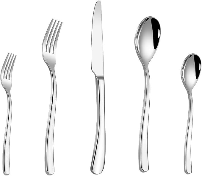 Modern Silverware Set for 4 Premium 20 Piece Flatware Set 18/10 Stainless Mirror Polished Nice Weight Utensils for Home Kitchen