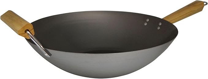 IMUSA 14in Carbon Steel Wok with Wood Handles