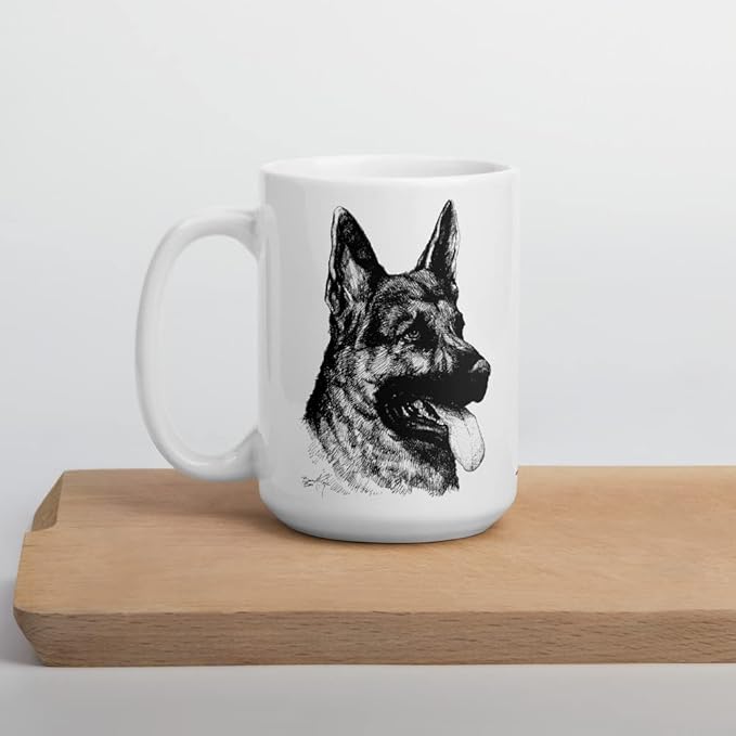 German Shepherd 15oz Ceramic White glossy mug 2