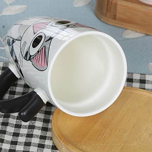 Cute Cat Ceramics Coffee Mug with Lid Large Capacity 600ml Animal Mugs Creative Drinkware Coffee Tea Cups Novelty Gifts Milk Cup(D)
