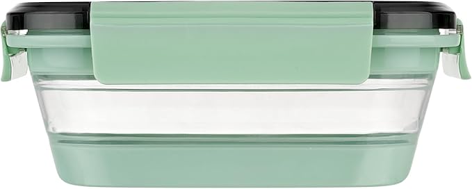 Restaurantware-Fresh Hero 27.2 Ounce Storage Containers, 25 Durable Airtight Food Containers - Microwavable, Freezable, Green Plastic Collapsible Container, Dishwashable, With Vented Lids