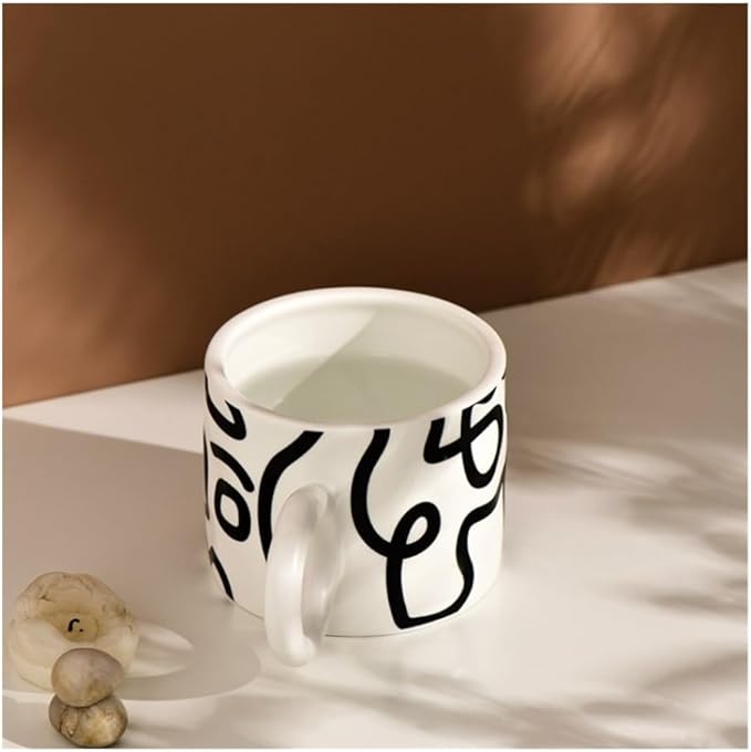 Mug Nordic Style Graffiti Mug Face Cup Ceramic Cup Breakfast Milk Cup Large Capacity Water Cup Porcelain Coffee Mugs