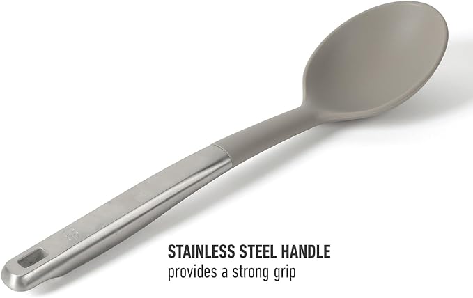 Calphalon Prime Stainless Steel Kitchen Spoon W/Taupe Silicone Head