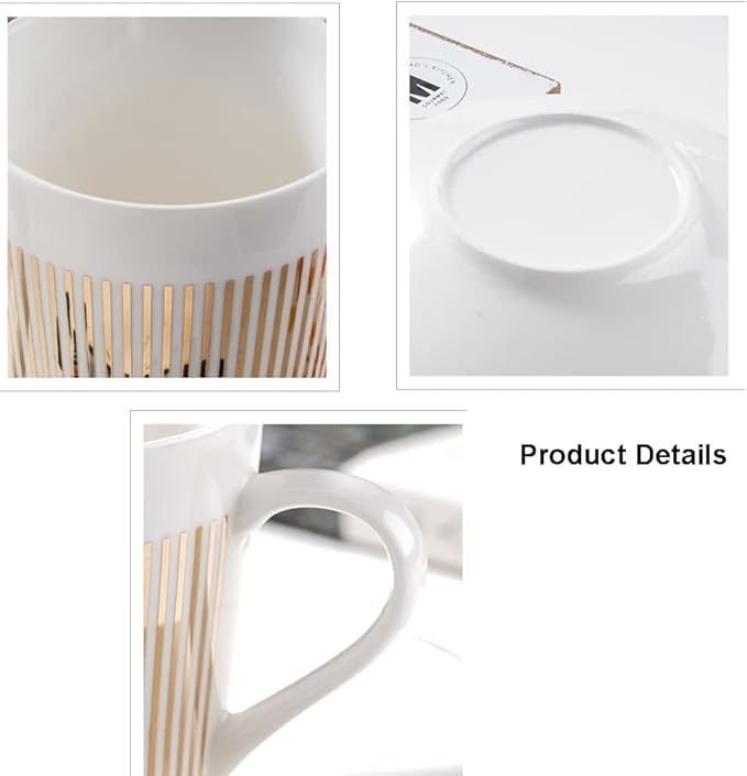 Mirror Cups and Saucers, Mirror Reflection coffee mug, Ceramic Coffee Mug with Saucer Set, Tea Cups and Saucers Sets for Women Wedding Party Afternoon Tea （M-Horse）