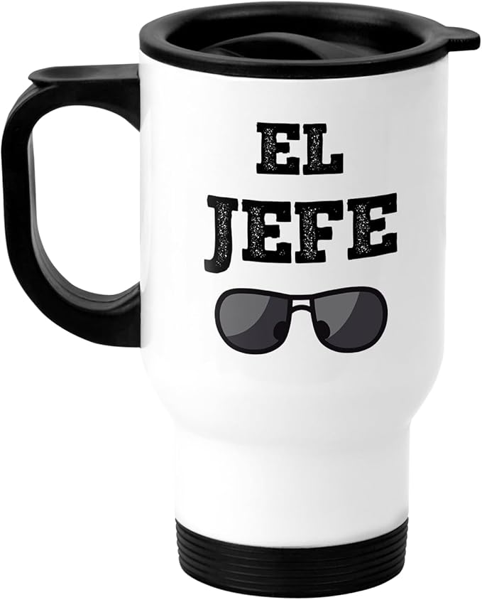 Casitika Mug Idea for Boss. El Jefe 14 oz Travel Coffee Mug. Funny Saying in Spanish for The Bosses. Regalo para Tu Jefe. (14 oz Stainless Steel)