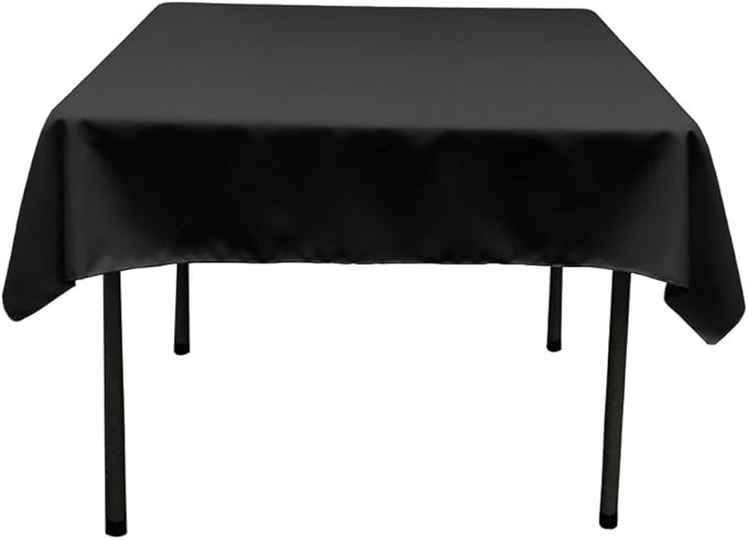 LA Linen Polyester Poplin Washable Square Tablecloth, Stain and Wrinkle Resistant Table Cover 58x58, Fabric Table Cloth for Dinning, Kitchen, Party, Holiday 58 by 58-Inch, Black