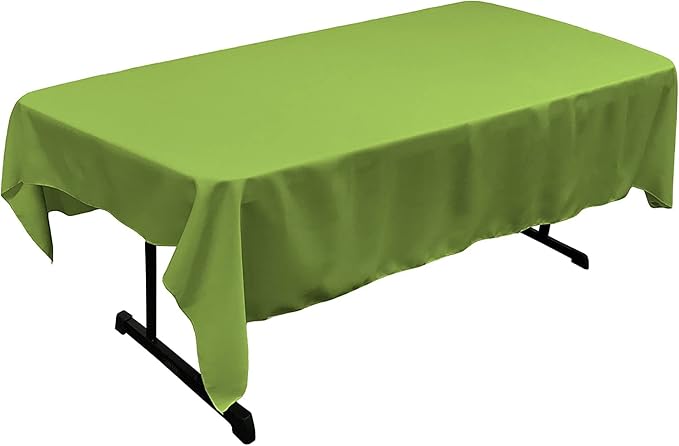 LA Linen Polyester Poplin Washable Rectangular Tablecloth, Stain and Wrinkle Resistant Table Cover 60x84, Fabric Table Cloth for Dinning, Kitchen, Party, Holiday 60 by 84-Inch, Lime