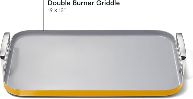 Caraway Double Burner Griddle - 19x12” Griddle Pan - Non-Stick Ceramic Coated - Non Toxic, PTFE & PFOA Free - Oven Safe & Compatible with All Stovetops - Marigold