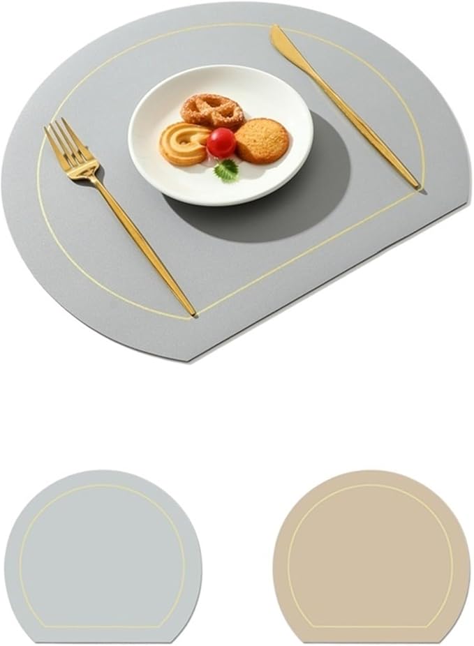 Nordic Style Leather Western Table Mat PVC Oil-Proof Table Mat Hotel Home Dining Plate Mat Non-Slip Heat Insulation Pad(Gray B)