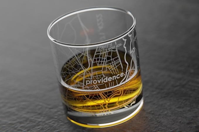 Well Told Engraved Providence Rhode Island Map Rocks Glass, Old Fashioned Whiskey Glass (11 oz, Clear) Etched Whiskey Glass, Gifts For Whiskey Lovers