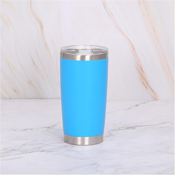 Travel Mug Ice Cup 20 OZ Colourful Tumbler 304 Stainless Steel Double Wall Vacuum Insulated Coffee Mug Wide Mouth Metal Bottle(Light Blue)