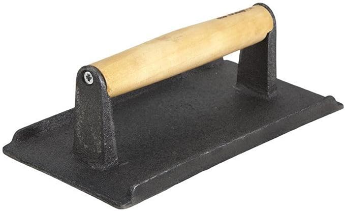 Winco Cast Iron Steak Weight, 4.25-Inch by 8.25-Inch,Black, Tan,Medium