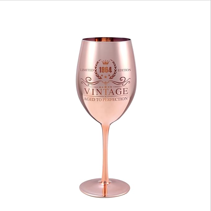 Vintage 1964 Wine Glass - 60th birthday gifts for women - Turning 60 Year Old Birthday Decorations - For Friends, Daughter, Sister Mom