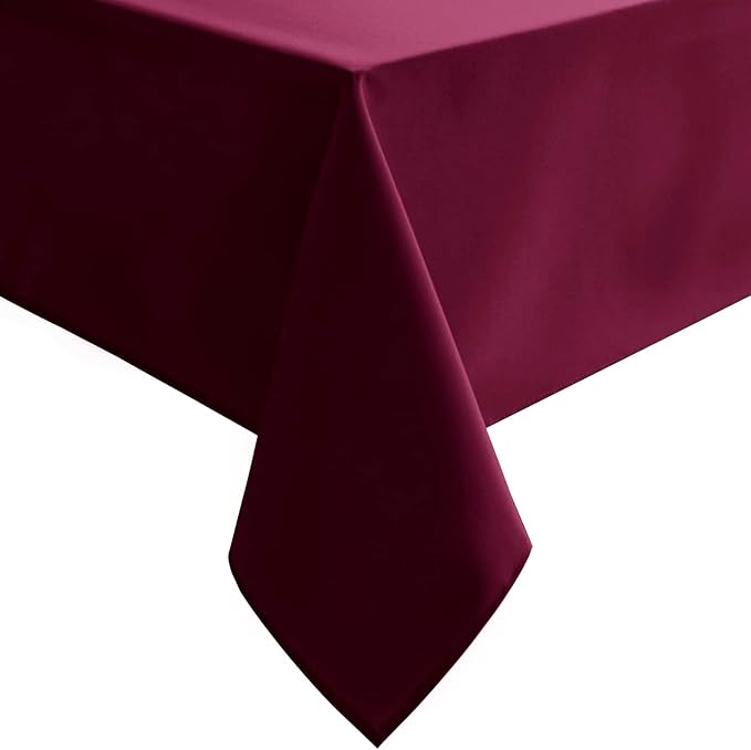Hiasan Burgundy Tablecloth for Square Tables - Waterproof and Spillproof Washable Fabric Table Cloth for Dining Room Kitchen Party, 60 x 60 Inch
