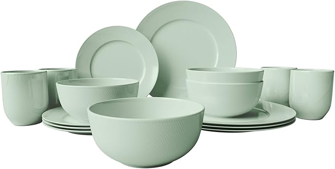Yoshy 12-Piece White Bone China Dinnerware with Lightweight Durable Chip Resistant Design Service for 4 (16 Piece - Service for 4, Willowmist)