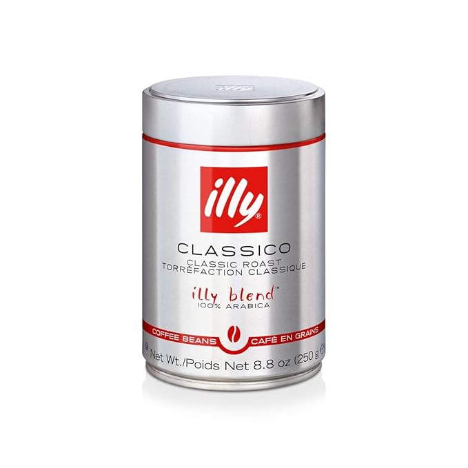 illy Whole Bean Coffee, Classico Medium Roast, 100% Arabica, Premium Italian Coffee, Ideal for Espresso, Drip, Moka and French Press Brewing, 8.8oz, 6 Pack