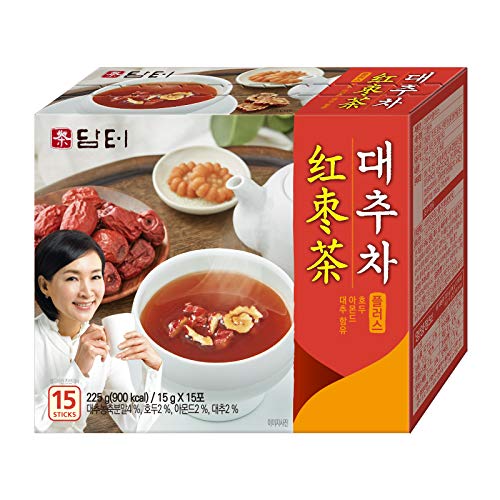Damtuh Jujube Tea (Red Date Tea) – Traditional Korean Herbal Blend with Walnuts & Almonds, 15 Sticks