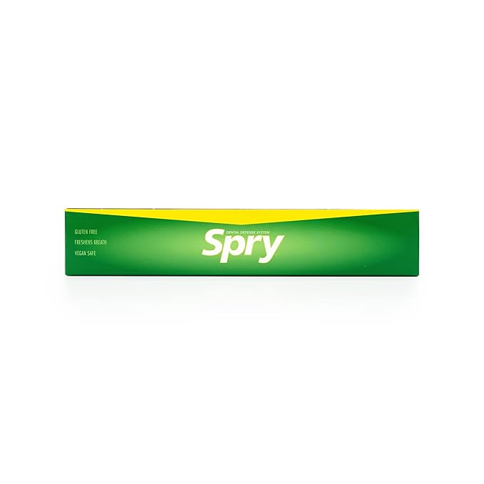 Spry Fresh Natural Xylitol Chewing Gum Dental Defense System - Aspartame-Free, Sugar-Free, Non-GMO, Gluten-Free (Spearmint, 10 Count Blister Cards - Pack of 20)