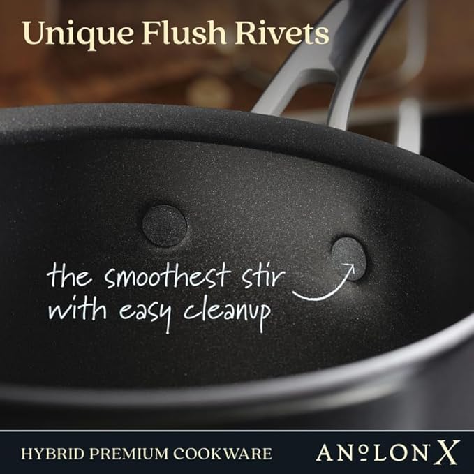 Anolon X Hybrid Nonstick Cookware Saucepan With Lid, Induction Suitable, 3 Quart Non Stick Sauce Pan - Charcoal Gray