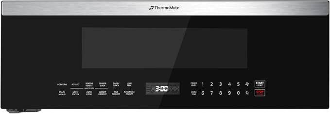 ThermoMate 30" Over the Range Low Profile Microwave Oven with Sensor Cooking, 1.2 Cu.Ft Slim, 1000 Cooking Watts, Voice Control, Multi-Stage Cooking, 400 CFM