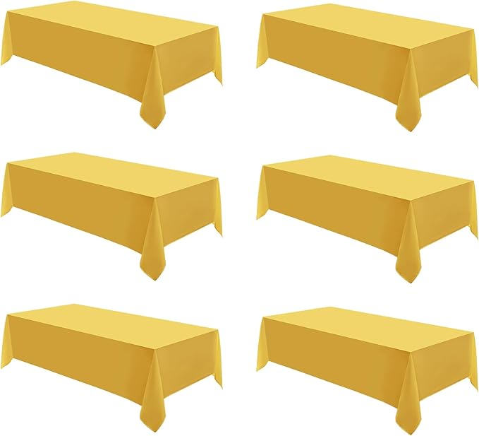 Rectangle Tablecloths 60x120 Inch 6 Pack Yellow Tablecloth for 6ft Washable Decorative Linen Polyester Table Cloths for 8ft Dining Table Banquets Buffet Parties and Wedding