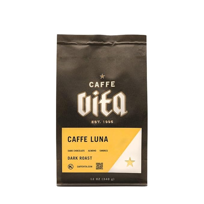 Luna French Roast - Roasted by Caffe Vita - Whole Bean Coffee - 12 Ounce Bag