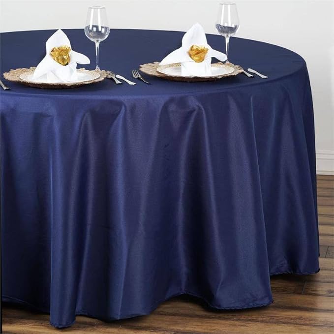 Efavormart 108" Wholesale Round Tablecloth Polyester Round Table Linens for Wedding Party Banquet Restaurant - Navy