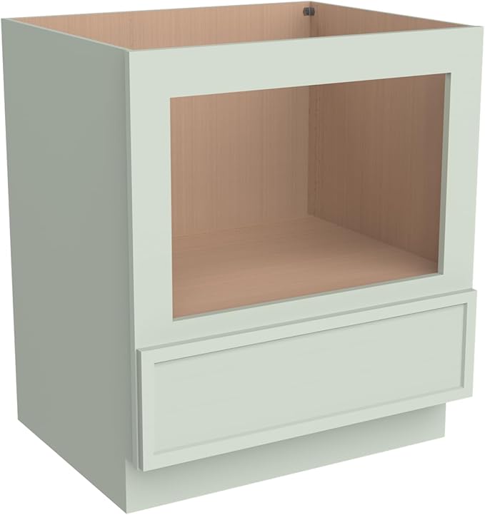 Solid Wood RTA 30" Microwave Base Cabinet,Kitchen Oven Cabinet - with 1 Full Overlay Drawer (Frame Dimension: 24''W*16''H) (Jade Green, 30" Width x 24" Depth x 34 1/2" Height)