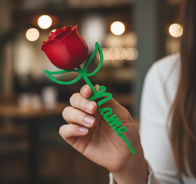 Custom Name Glow Rose with Magnet – Personalized 3D Flower Decoration for Fridge or Wall – Romantic Gift for Birthday, Anniversary, Valentine’s Day – for Boyfriend, Girlfriend, Husband, Wife, Couples