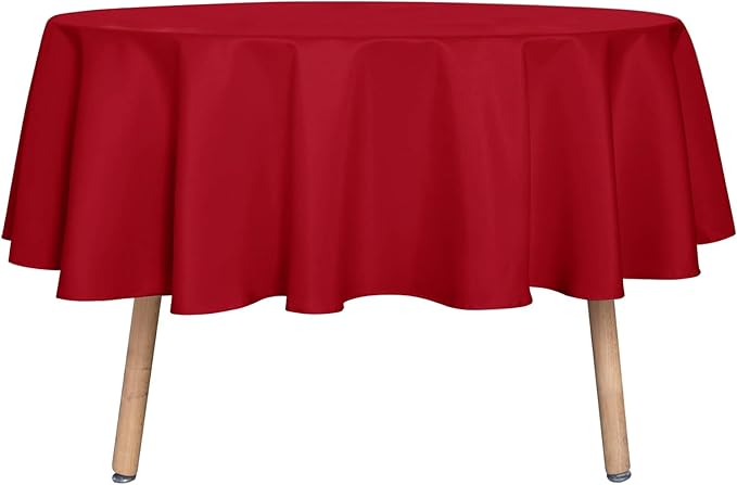 sancua Round Tablecloth - 60 Inch - Water Resistant Spill Proof Washable Polyester Table Cloth Decorative Fabric Table Cover for Dining Tables and Buffet Parties, Christmas Red