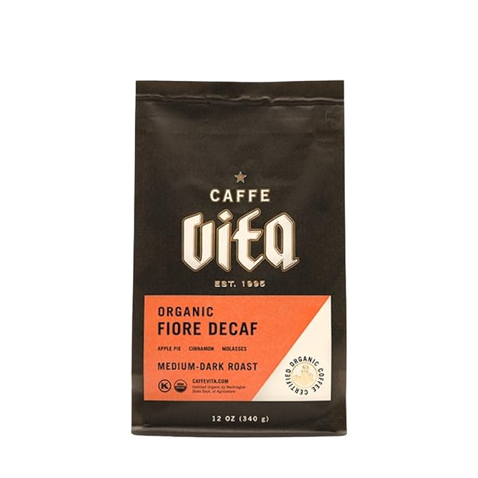 Organic Fiore Decaf - Roasted by Caffe Vita - Whole Bean Coffee - 12 Ounce Bag