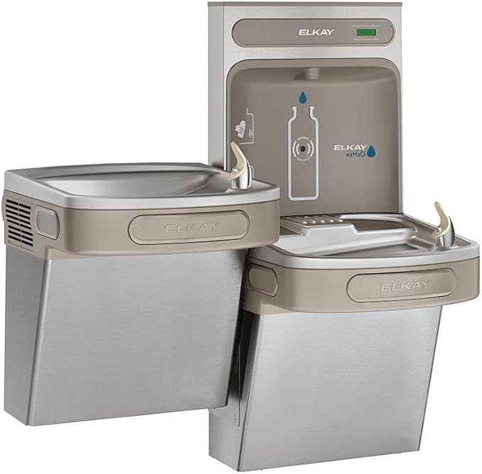 Elkay EZSTL8WSSK EZH2O Bottle Filling Station & Versatile Bi-Level ADA Cooler, Non-Filtered 8 GPH Stainless