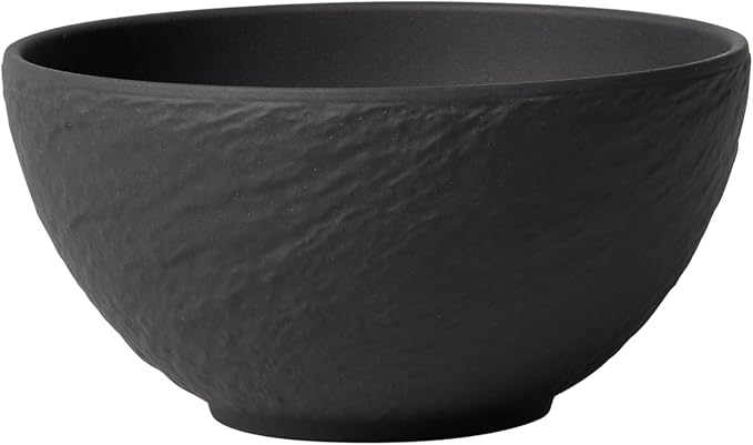 Villeroy & Boch Manufacture Rock Rice Bowl, 14.5 oz, Premium Porcelain, Made in Germany, Matte Black
