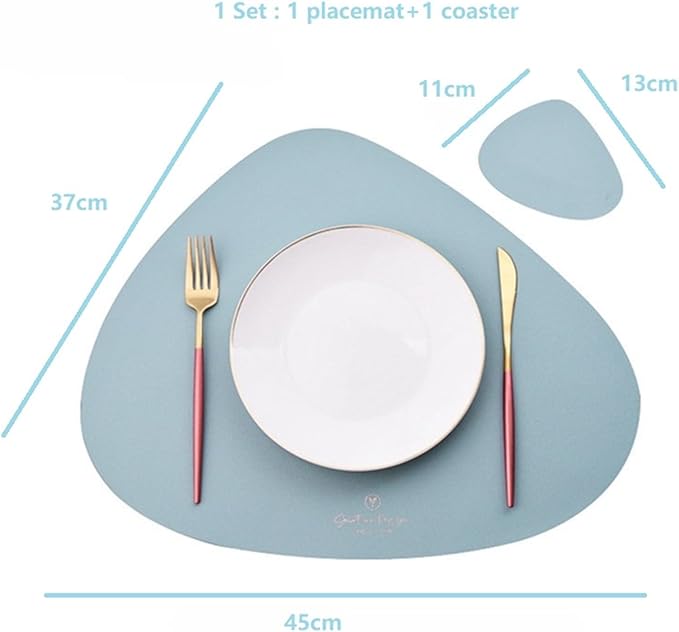 Placemat and Coaster Set of 1/4/6/10 Table Mat Tableware Pad PU Leather Non-Slip Placemats Coasters Kitchen Accessories(Taupe,10sets)