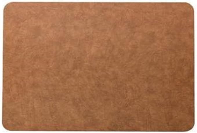 Light Luxury Solid Leather Placemat Coffee Brown PU Table Mat Waterproof Oilproof Heat-Insulated Plate Bowl Pad Table Decor(B)