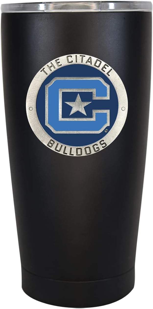 Heritage Pewter Citadel 15 oz. Tumbler - Black | Durable Insulated Tumbler Cup for Cold & Hot Drinks | Thermal Travel Mug for Coffee | Intricately Crafted Metal Pewter Inlay