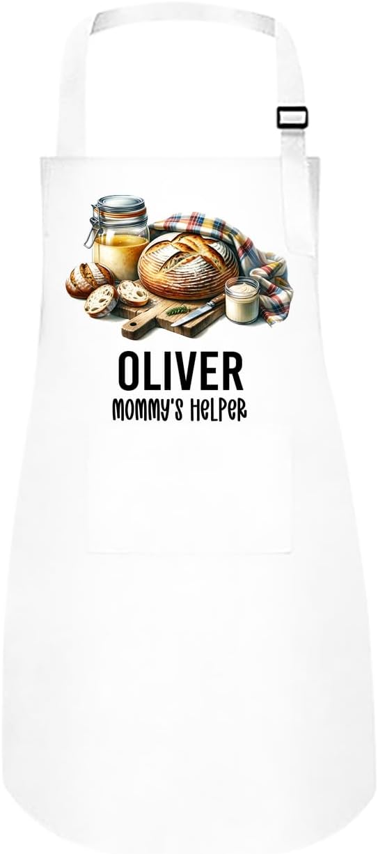 Personalized Sourdough Baking Kitchen Apron Set, Matching Mommy & Me Set, Adjustable, 2 pockets, Mother's Gift