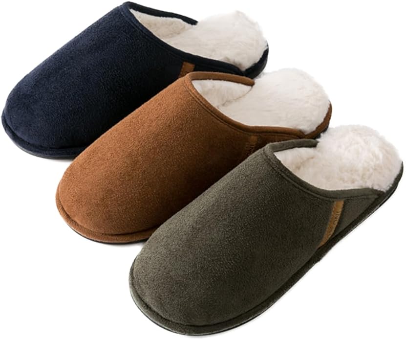 Roxoni Men's Warm Soft Furr House Memory Foam Slipper
