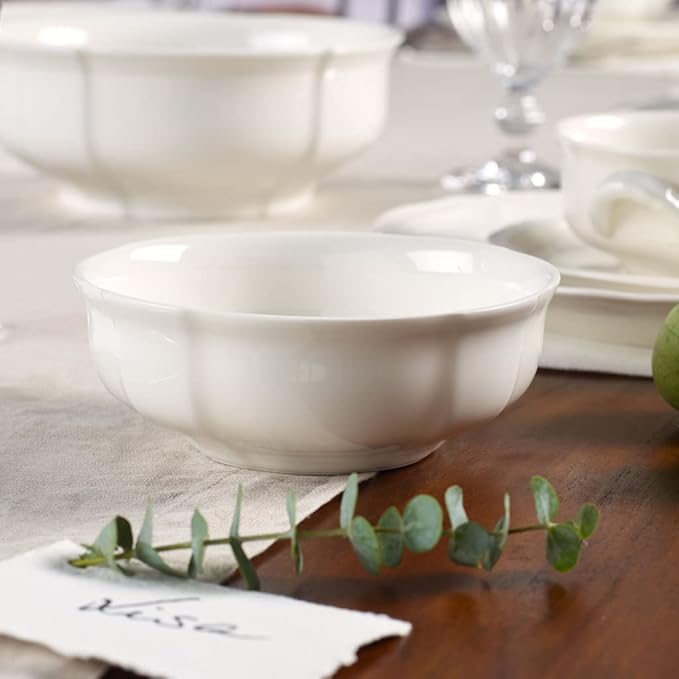 Villeroy & Boch Manoir Collection Dessert Bowl, Premium Porcelain, Made in Germany, 12 oz Capacity, 5.75 x 2 in, Rich, Creamy White