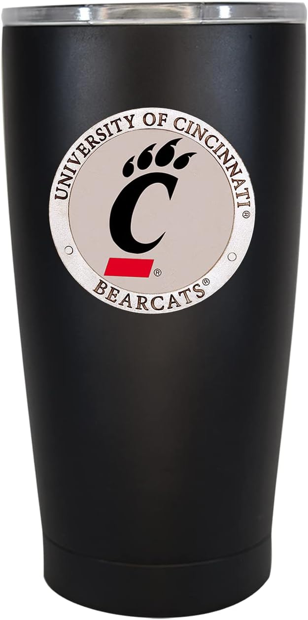 Heritage Pewter Cincinnati 15 oz. Tumbler - Black | Durable Insulated Tumbler Cup for Cold & Hot Drinks | Thermal Travel Mug for Coffee | Intricately Crafted Metal Pewter Inlay