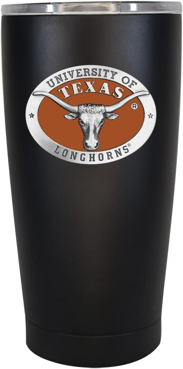 Heritage Pewter Texas 15 oz. Tumbler - Black | Durable Insulated Tumbler Cup for Cold & Hot Drinks | Thermal Travel Mug for Coffee | Intricately Crafted Metal Pewter Inlay