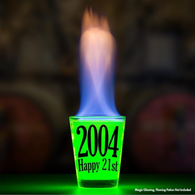 Make Em Laugh 2004 Happy 21st Birthday Shot Glass Gift - Celebrate Turning Twenty-One - Perfect Birthday Gifts for Him or Her - Party Supplies