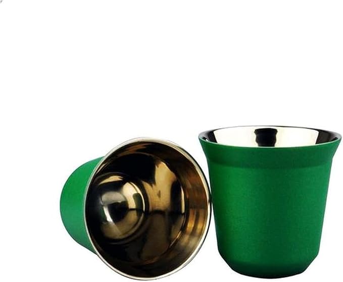 80ml 160ml Set of 2, Espresso Mugs Double Wall Stainless Steel Espresso Cups Set,Insulated Coffee Mugs Last for Years Easy Clean(80ml 2PCS Green)