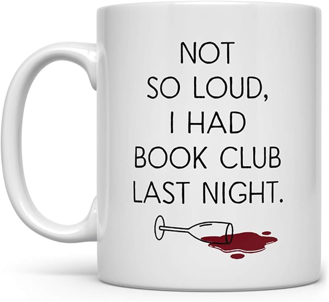 Loftipop Funny Book Club Coffee Mug, Reading Wine Lover Cup, Bookish Bibliophile Librarian Bookworm Gifts (11oz)