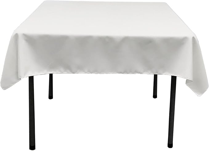 LA Linen Polyester Poplin Washable Square Tablecloth, Stain and Wrinkle Resistant Table Cover 58x58, Fabric Table Cloth for Dinning, Kitchen, Party, Holiday 58 by 58-Inch, White