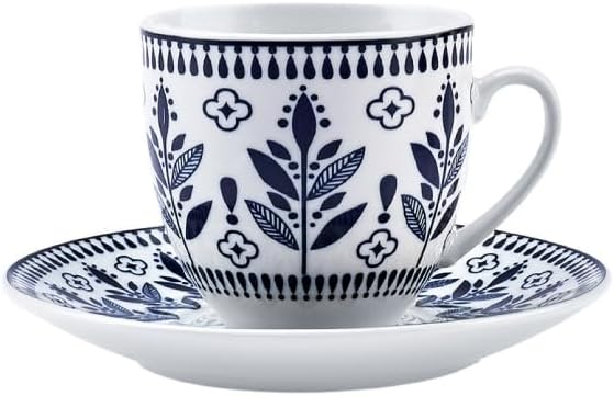 KARACA Peyker Turkish Coffee Cup Set for 6 People - 12 Piece Cups with Saucers - Small Bone China Espresso Set - Ideal for Serving Greek, Arabic Coffee (2.8 fl oz)