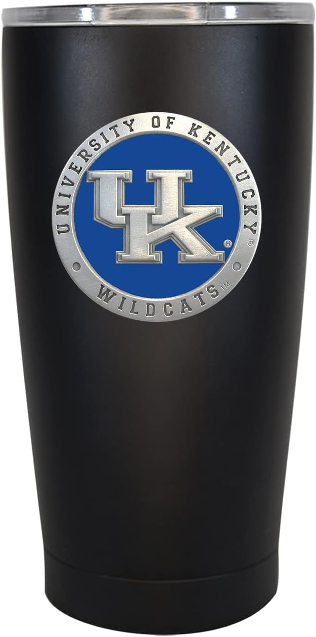 Heritage Pewter Kentucky 15 oz. Tumbler - Black | Durable Insulated Tumbler Cup for Cold & Hot Drinks | Thermal Travel Mug for Coffee | Intricately Crafted Metal Pewter Inlay