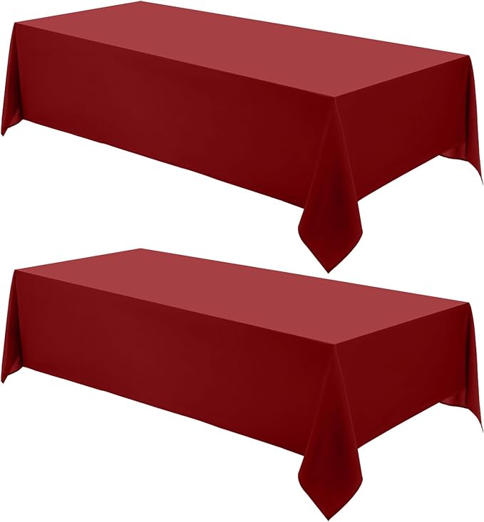 Rectangle Tablecloths 90x132 Inch 2 Pack Red Tablecloth for 6ft Washable Decorative Linen Polyester Table Cloths for 8ft Dining Table Banquets Buffet Parties and Wedding