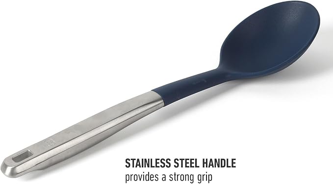 Calphalon Prime Stainless Steel Kitchen Spoon W/Navy Blue Silicone Head